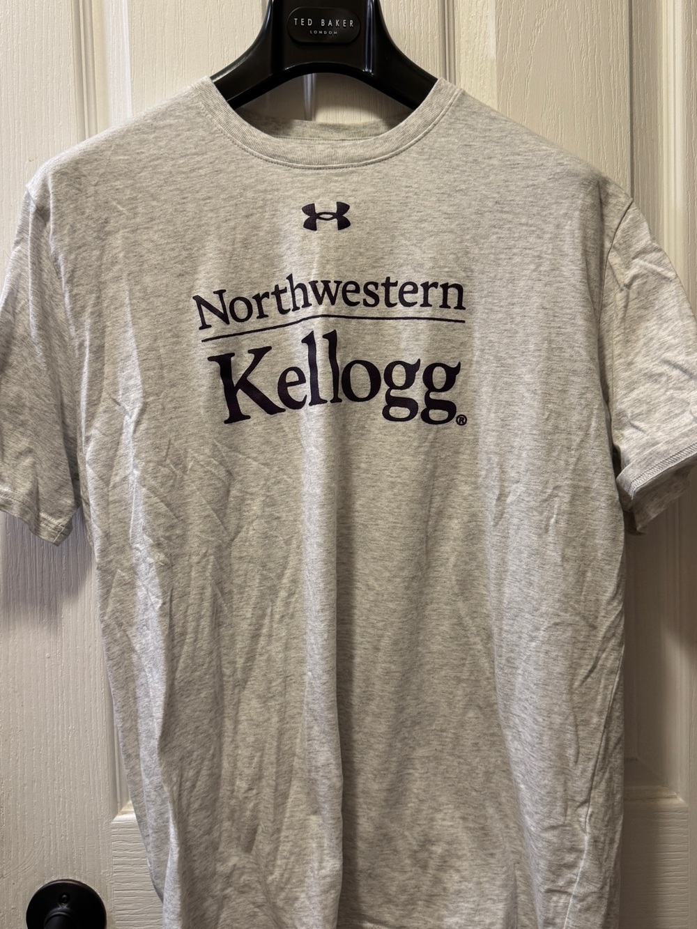 Under Armour Light Gray Northwestern Kellogg Logo Short Sleeve Tee - Men’s XL